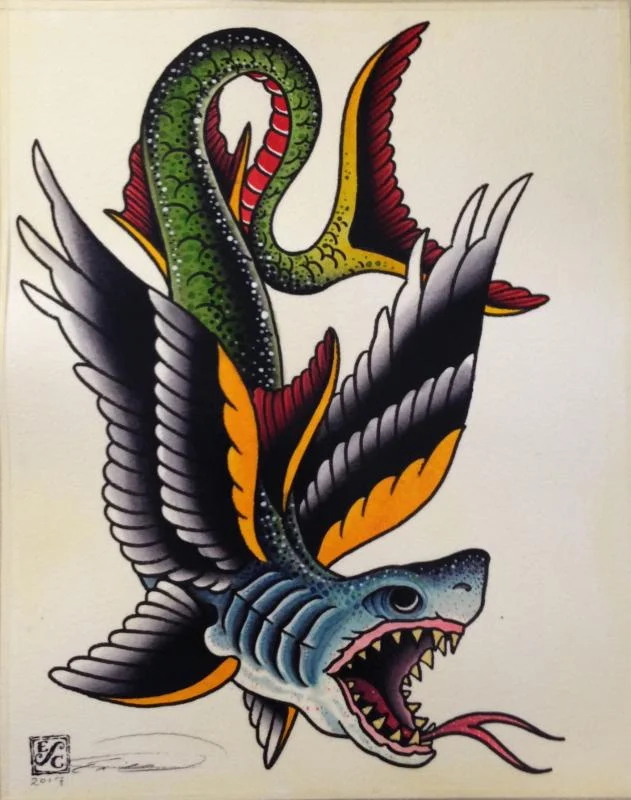 "Leviathan'' (watercolor), by Erik Schmidt, in the the group show "Myth &amp; Magic: Brickbottom Artist Association Members' Exhibition, '' April 27-May 27 at the Brickbottom Gallery, Somerville, Mass.The gallery says that "the universe and the beau…