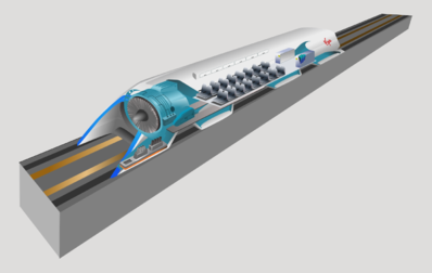 Visualization of a Hyperloop train.