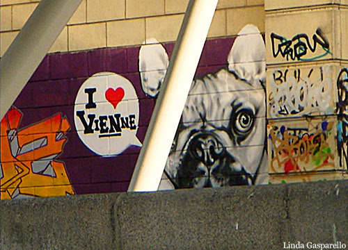 French bulldog on the Danube River wall. -- Photo by Linda Gasparello