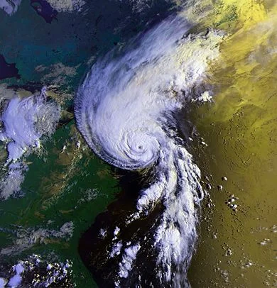 Hurricane Bob approaching New England on Aug. 19, 1991.