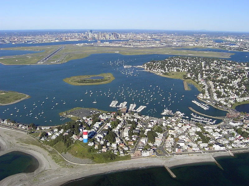 Looking south from Winthrop toward Boston.