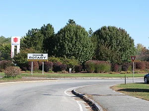 Entering rotary in Lowell, Mass.