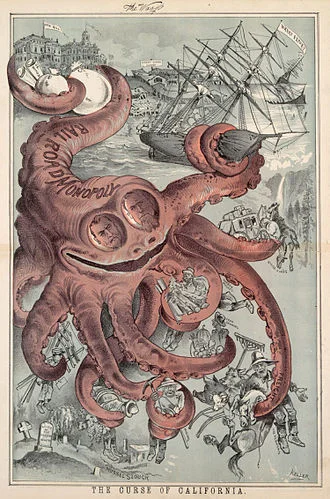 G. Frederick Keller's "The Curse of California,''&nbsp;which appeared in The Wasp on Aug. 19, 1882, is the likely origin of the depiction of the Southern Pacific Railroad monopoly as an octopus.