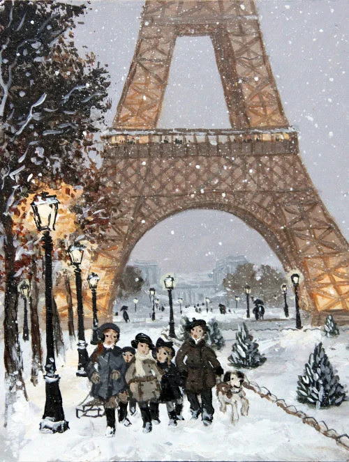Painting at M Fine Arts Gallerie, Boston, by Fabienne Delacoix,&nbsp; daughter of the master French artist Michael Delacroix.&nbsp; She's known for her&nbsp; French landscapes and, more recently,&nbsp;Parisian scenes of a century ago. 