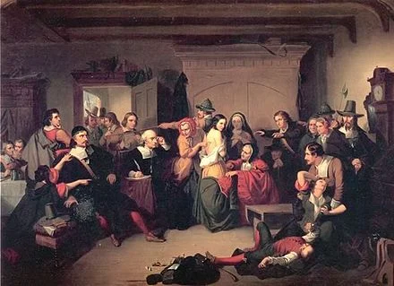 "Examination of a Witch''&nbsp;(1853,) by T. H. Matteson, inspired by the Salem trials.