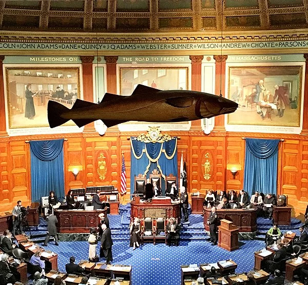The "Sacred Cod'' hovers over the proceedings of the Massachusetts legislature.