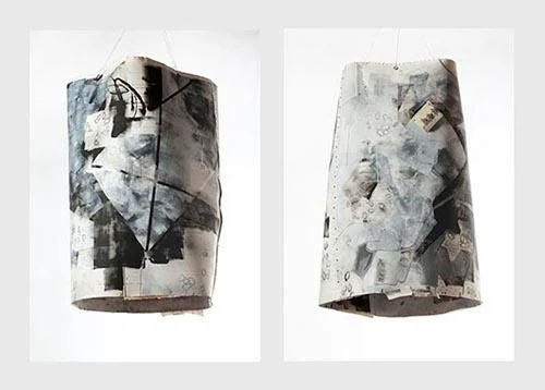 "Accumulation Cycles'' (mixed media tubular drawing front and back), by Rebekah Lord Gardiner, in her show "Accumulations of Time and Place,'' at Bromfield Gallery, Boston, through Feb. 25. Her show explores accretions and erosions of our personal h…