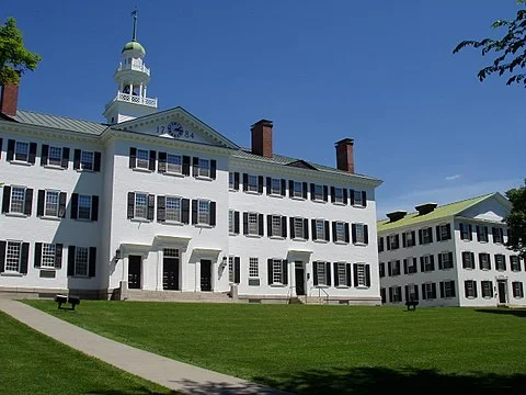 Dartmouth Hall at Dartmouth College, in Hanover, N.H. Dartmouth is one of the four Ivy League universities in New England. The others are Harvard, Yale and Brown.