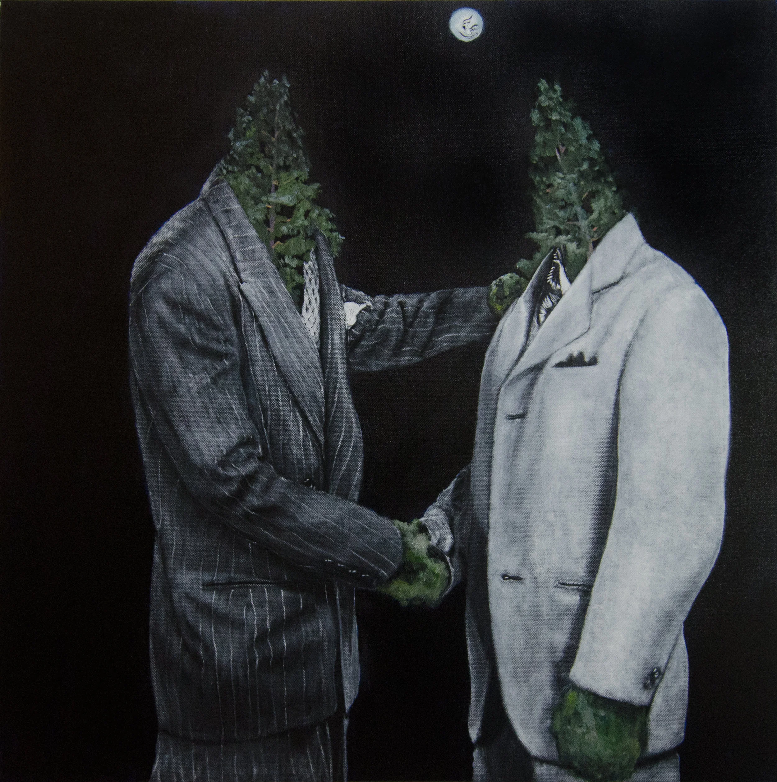 "Untitled (Two Trees)'' (oil on canvas), by Hannah Stahl, at Atelier Newport gallery.