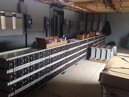 Sealed absorbed glass mat batteries for photovoltaic power collection at Shoals Marine Lab.