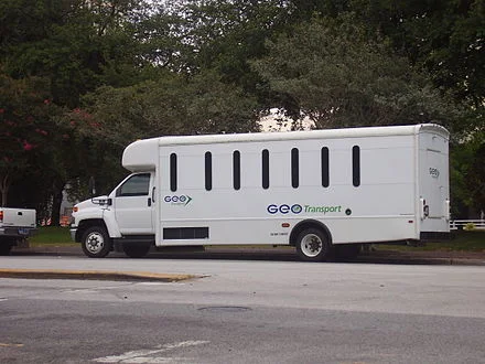 A Geo Group vehicle used for transporting prisoners.