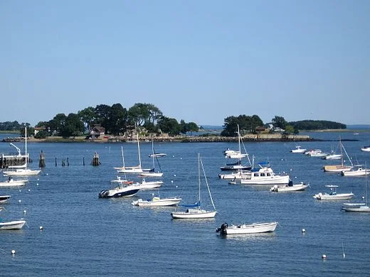 A view of a couple of the more than two dozen islands off Norwalk, which is a mostly affluent New York City suburb on Long Island Sound. The&nbsp; quaint village of Rowayton may be the most interesting section. It's very pretty and has long attracte…