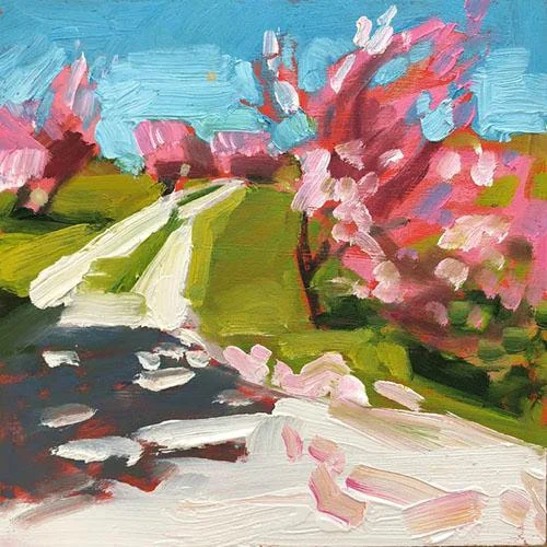“As Fire to the Sun no,. 2 2018,’’ by Pete Hocking, in the show “To Look and Look Again,’’ at the Chazan Gallery at the Wheeler School, Providence, through Oct. 13. The two-person show (Hocking and Sam Allerton Green) focuses on the artists’ perception of time and space. Hocking’s work depicts landscapes from his childhood home in Cheshire, Conn. He melds the current landscape with his childhood memories of the town.