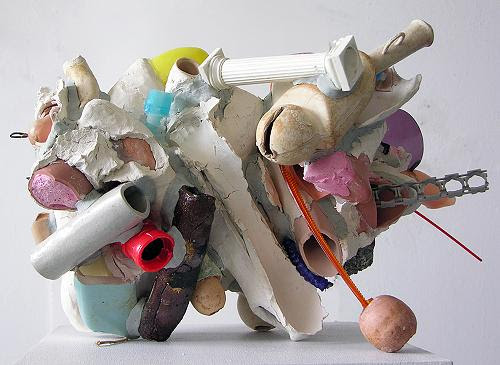 “Busted Statues” (mixed media), by Linda Leslie Brown, in her show “Plastiglomerate,’’ at Kingston Gallery, Boston, Oct. 3-28.