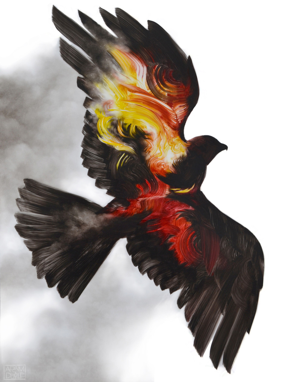 From Adam S. Doyle’s "Urban Wildlife: Learning to Co-Exist” show (firestarter, dye sublimated aluminum), at ArtProv Gallery, Providence.