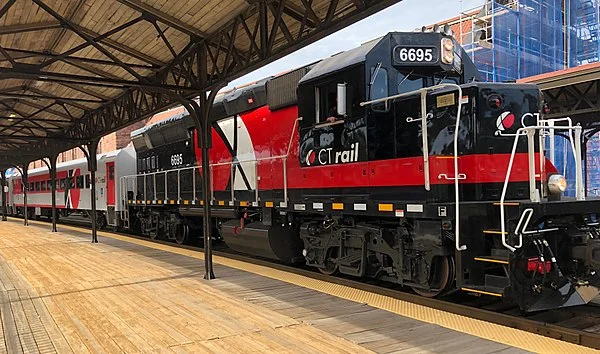 A CTrail train line, which links Springfield, Mass., and New Haven, Conn., and which has had a flood of passengers.