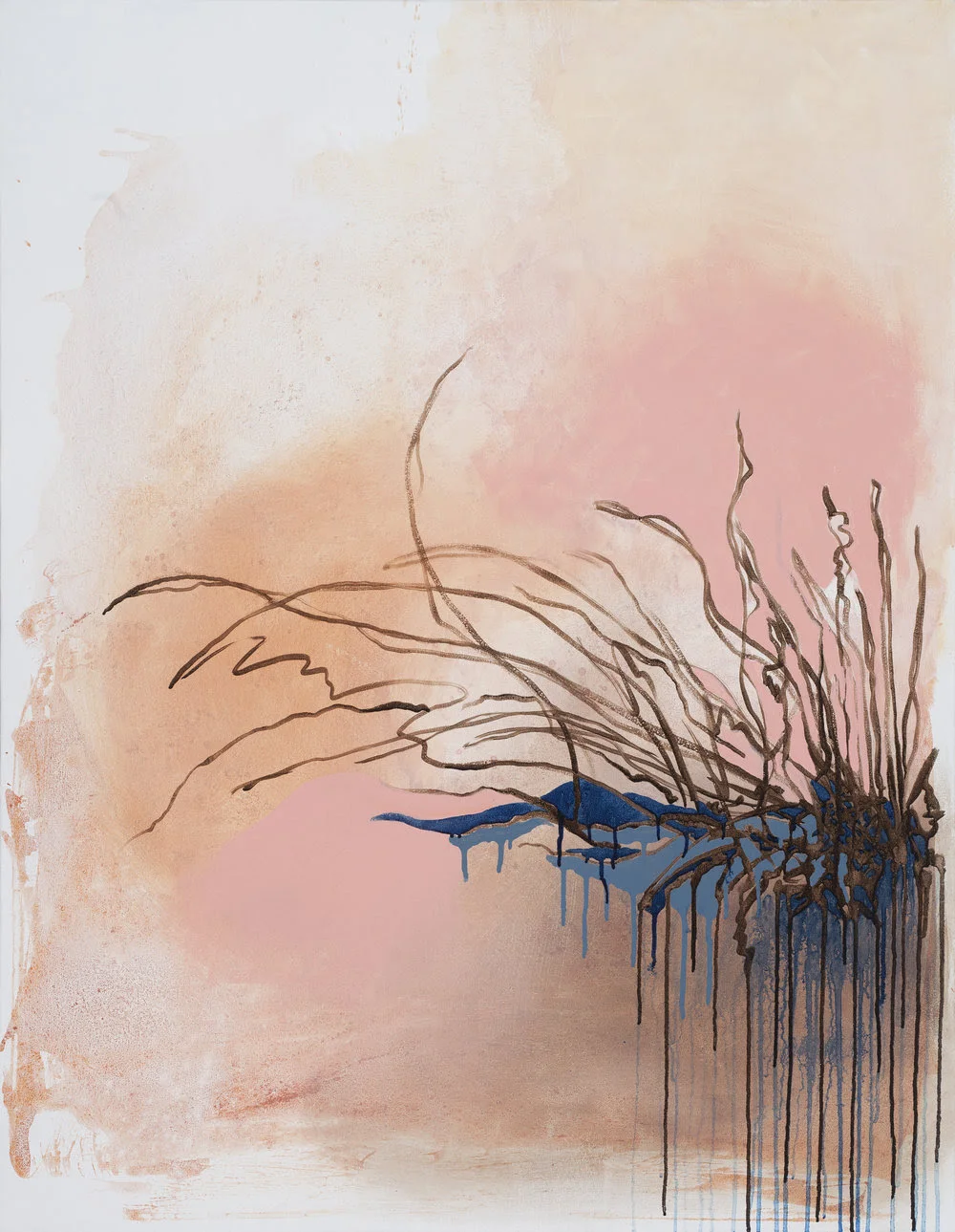 “Patience (Waiting For the Rain)’’ (acrylic on canvas), in Soyoung L. Kim’s show “Marks of the Displaced,’’ at Galatea Fine Art, Boston, this February.