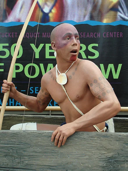 Pequot Museum exhibit showing a version of a Mashantucket Pequot warrior at the Pequots’ vast Foxwoods casino.