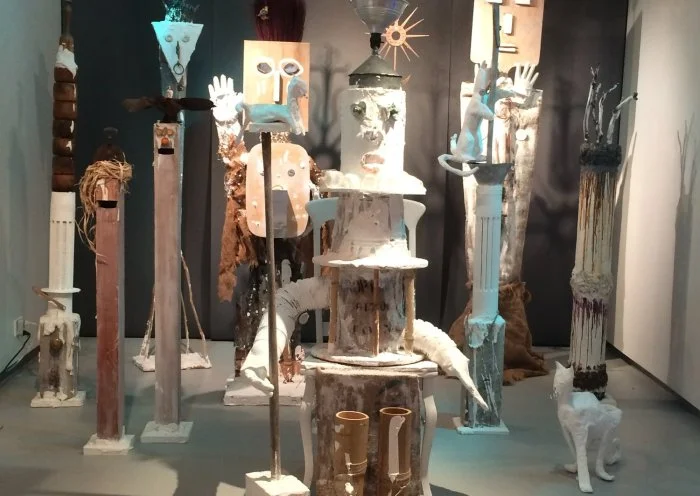 Part of the show “Joe Caruso: Gods, Totems and Tricksters,’’ at Laconia Gallery, Boston, Feb. 1-March 24.The gallery says:“With references to the field of archaeology, Joe Caruso’s recent work which consists of painting, sculptural assemblage and co…