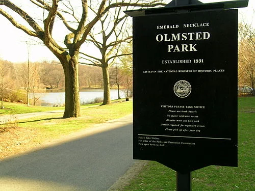 Walkway in the “Emerald Necklace’’ — a string of parks in Boston and Brookline conceived by Frederick Law Olmsted, who also designed Central Park. (See below.)