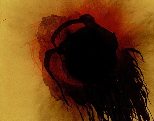 “ Plusquamperfect ’’ (‘‘Past Perfect Participle’’) ( oil and fire on canvas), in the show “Fire and Light: Otto Piene in Groton, 1983-2014,’’ at the Fitchburg Art Museum, Feb. 9-June 2. — Photograph © Ante Glibota. The gallery says: “‘Fire and Light’ presents the work of the late internationally renowned artist, Otto Piene (1928-2014) , focusing on artworks created when the German-borne artist lived in Groton, Mass. “Piene's relentless exploration of light, fire and air led to groundbreaking achievements in art and technology . ‘ Fire and Ligh t’ offers a rare opportunity for visitors to experience Piene's immersive artworks and contemplate Piene's vision and practice.’’