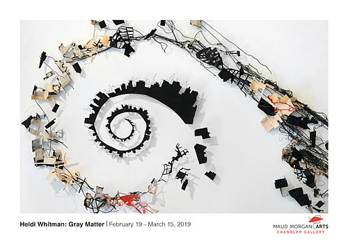 This show, will be Maud Morgan Arts Chandler Gallery, in Cambridge, Mass., Feb. 19-March 15. The gallery describes it: ’’Thoughts and dreams don't simply appear in our heads, though they often feel sudden and random. Instead, they travel from one part of our brains to another, creating a path of neurons and reactions that ends in our consciousness.’’ "‘The title refers to both my central interest in the mind, particularly memory, and to my materials,"‘ she explained.