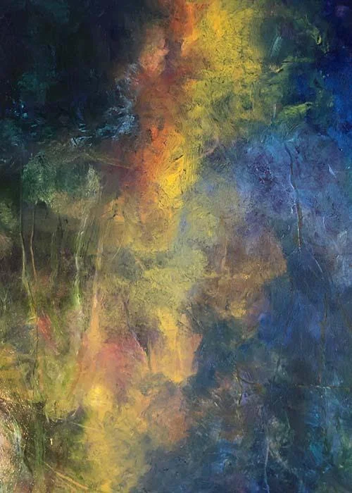 ‘‘Meditation #9’’ (oil on canvas), by Betsyann Duval, in her show “Time Out: Meditations and Relections,’’ at Bromfield Gallery, Boston, through March 31. Her photographs and paintings examine reflections in water as a place of refuge.