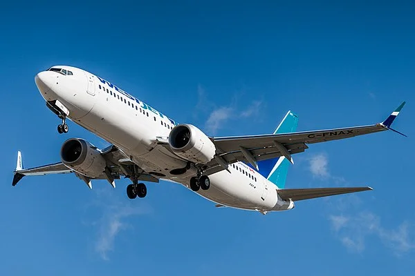 A WestJet Boeing 737 MAX 8 on final approach. The model is now grounded.