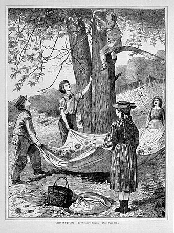 “Chesnutting’’ (wood engraving) , by Winslow Homer (1836-1910).