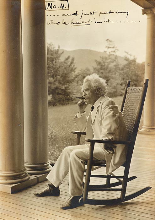 Mark Twain spent two summers in Dublin, and pronounced it his favorite place in the world. Here he is at Dublin’s Mountain View Farm, which he rented in 1906.