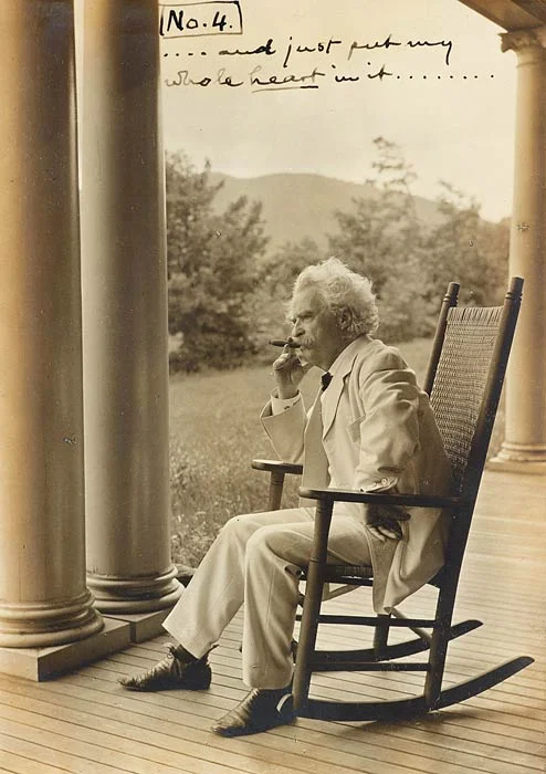 Mark Twain spent two summers in Dublin, and pronounced it his favorite place in the world. Here he is at Dublin’s Mountain View Farm, which he rented in 1906.