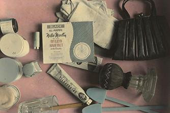 “Hairnet Drawer,’’ (hand-colored silver gelatin print; courtesy of the Vermont Folklife Center)., photographed by Neil Rappaport and colored by Susanne Rappaport, in the show “Up Home: Hand-Colored Photographs by Susanne and Neil Rappaport,’’ at the Bennington (Vt.) Museum, through June 11. The museum explains: “Minnie Griswold died in 1952, at which time her sons locked up their mother's house in Pawlet, VT., and left all her belongings in place, untouched, unaltered. Thirty years later, Pawlet documentarians Susanne and Neil Rappaport were invited into the home and went on to produce a collection of hand-colored photographs of Minnie's home. This exhibition brings together the best in documentary work and artistic expression.’’