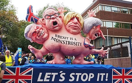 Johnson was one of the Brexiteers being made fun of in this anti-Brexit demonstration in Manchester, England.
