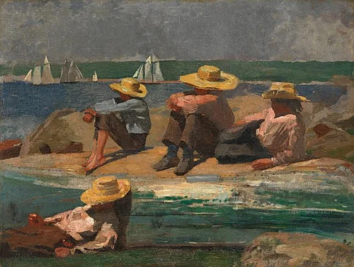 “Children on the Beach” (oil on canvas, 1873), by Winslow Homer, in the show “Homer at the Beach: A Marine Painter’s Journey,’’ at the Cape Ann Museum, Gloucester, Mass., Aug. 3-Dec 1.