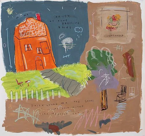 “Daisy’’ ( acrylic, chalk, charcoal on paper), by Cameron Boyce, in the show “Pinky Promise,’’ at Kingston Gallery, Boston, staring Aug. 16.