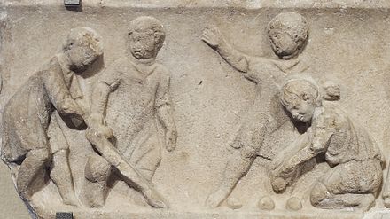 Children playing ball games, Roman artwork, 2nd Century A.D.