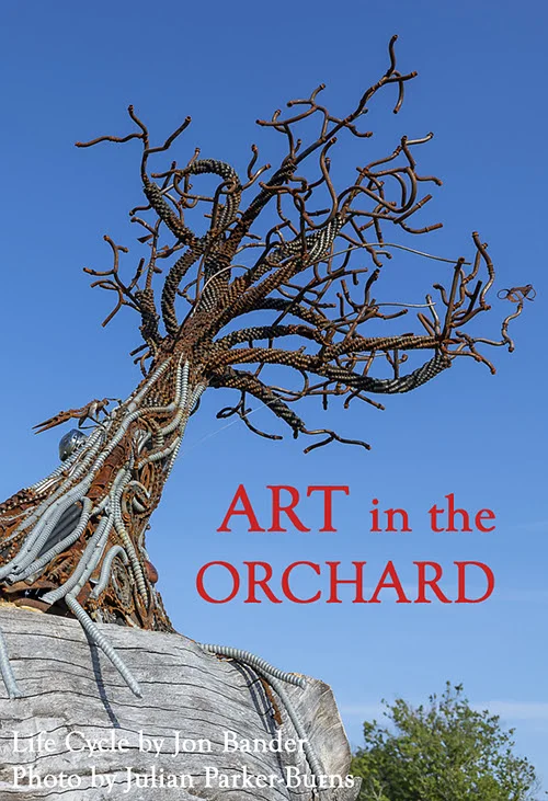 See sculptures, pick apples