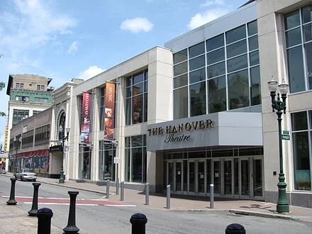 The Hanover Theatre entrance. Photo of interior below.