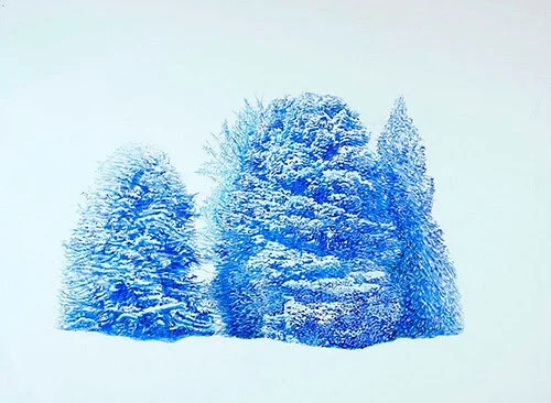 “Intangible Aspects of the Forest,” (color pencil on Arches paper), by Stacey Cushner, at Kingston Gallery, Boston, through December.