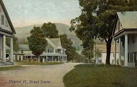 Post card from 1906 of Sharon street scene