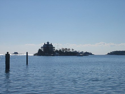 Looking toward the Thimble Islands from the mainland in Branford, Conn.