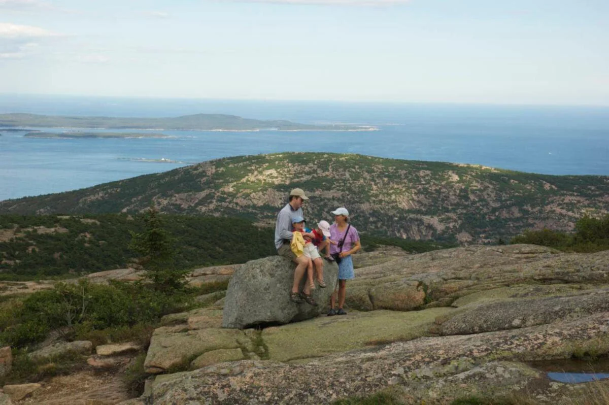 “The Holy Family of Cadillac Mountain,’’ by Eleanor Steinadler (Lambda print), at Galatea Fine Art, Boston. The mountain, 1,530 feet high, and in Acadia National Park, Maine, is the highest point within 25 miles of the Atlantic shoreline of North Am…