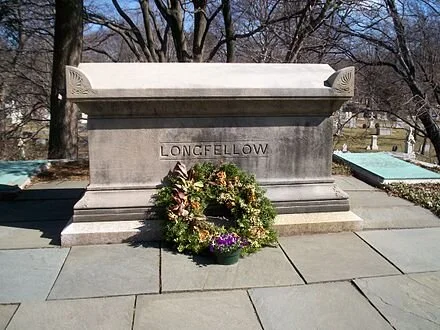 Longfellow’s grave in Cambridge, Mass.’s famous Mount Auburn Cemetery