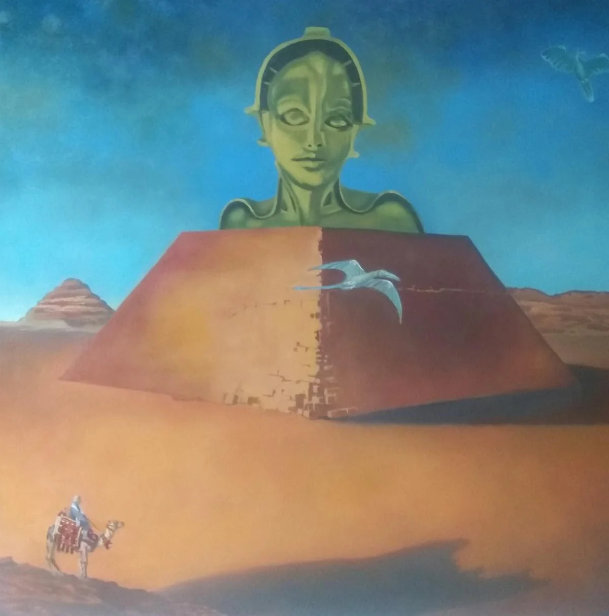 “King of Air’’ (oil on canvas), by  Somerville-based James Cole, at Galatea Fine Art, BostonSee:www.jamesaustincole.comand:galateafineart.comThis text ran with it:“Anyone familiar with the movie Metropolis will recognize the figure ascending from th…