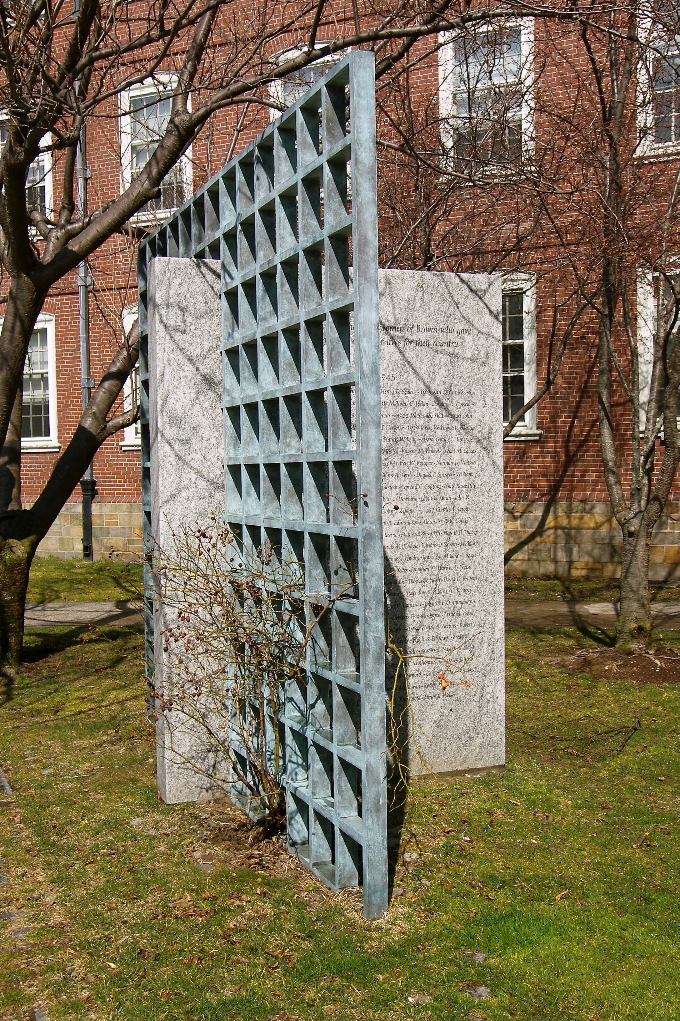 Brown war memorial by Providence artist Richard Fleishner— Photo by William Morgan