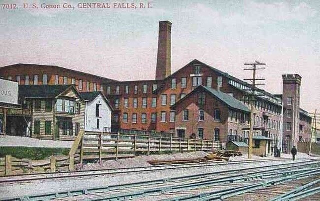U.S. Cotton Company (also called United States Flax Company), 1863 ff. This was the first factory to be oriented to the railroad instead of the Blackstone River, which first powered the area’s mills.