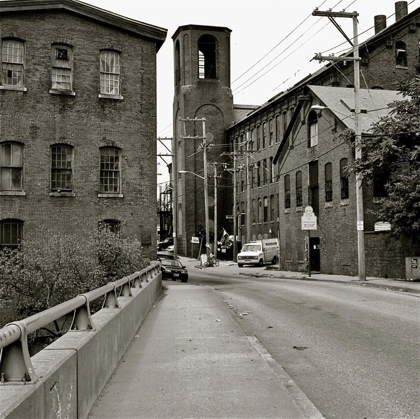 Central Falls Woolen Mill, 1870 (left); Pawtucket Hair Cloth Mill 1864 right).  — Photo by William Morgan