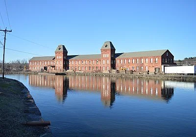 The Albion Paper Mill, designed by internationally renowned mill architect David H. Tower, c. 1869, an example of Second Empire industrial architecture in Holyoke.