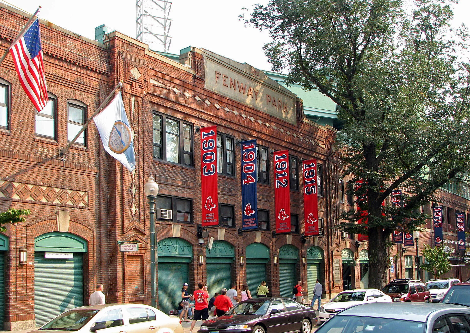 — Photo by Bernard GagnonJersey Street at the main entrance to Fenway Park. It was formerly called Yawkey Way, after the Red Sox owner from 1933 to 1976, Tom Yawkey. But because of complaints about Yawkey’s racism in the management of the Sox, the C…