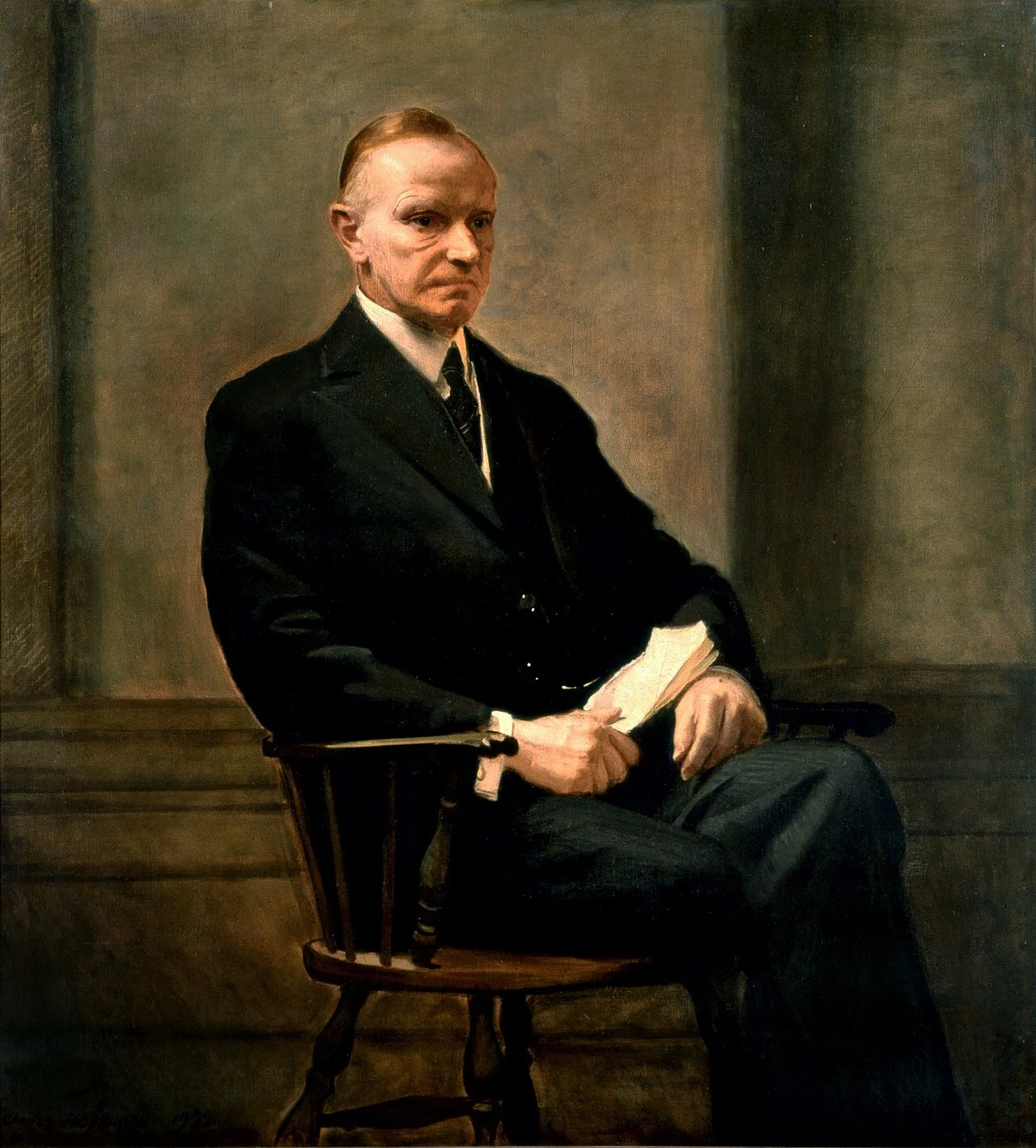 Official portrait of Calvin Coolidge in the White House, by Charles Sydney Hopkinson